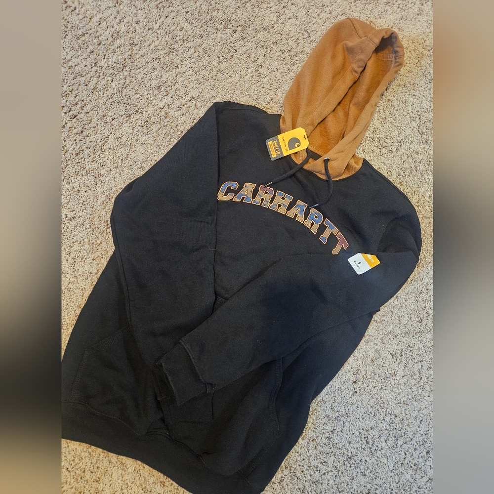 Carhartt Black Hoodie with Brown Accents